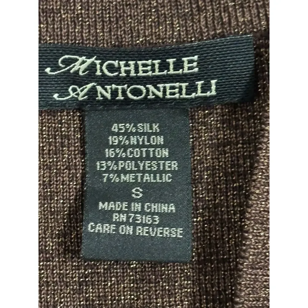 Michelle Antonelli Silk Blend Metallic Bolero Shrug Brown Gold Shimmer Small - Picture 9 of 14